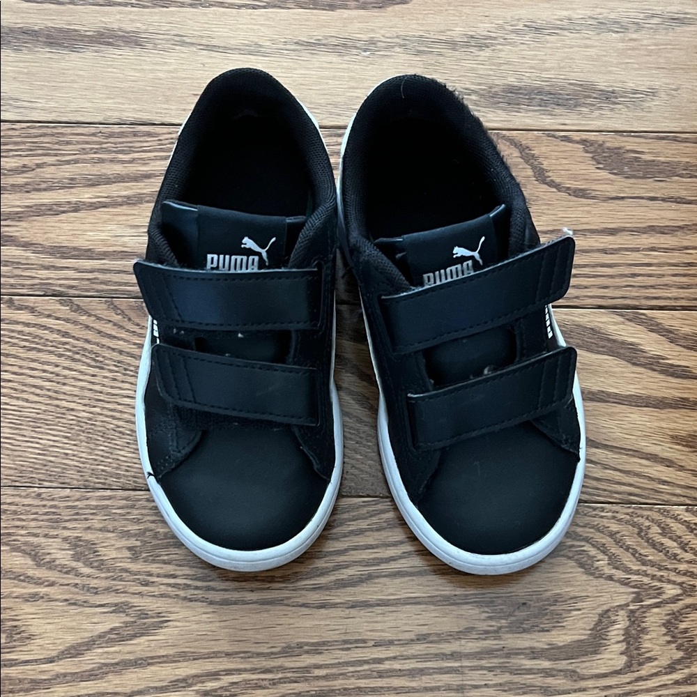 Puma Kids Black and White Velcro Sneakers
